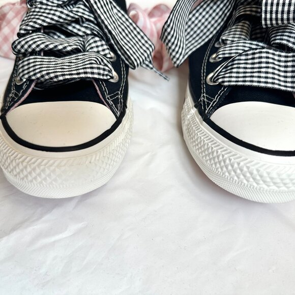 NEW Converse Women Shoes 8.5 Casual Black with Barbie PINK High Top Sneakers - Picture 5 of 9